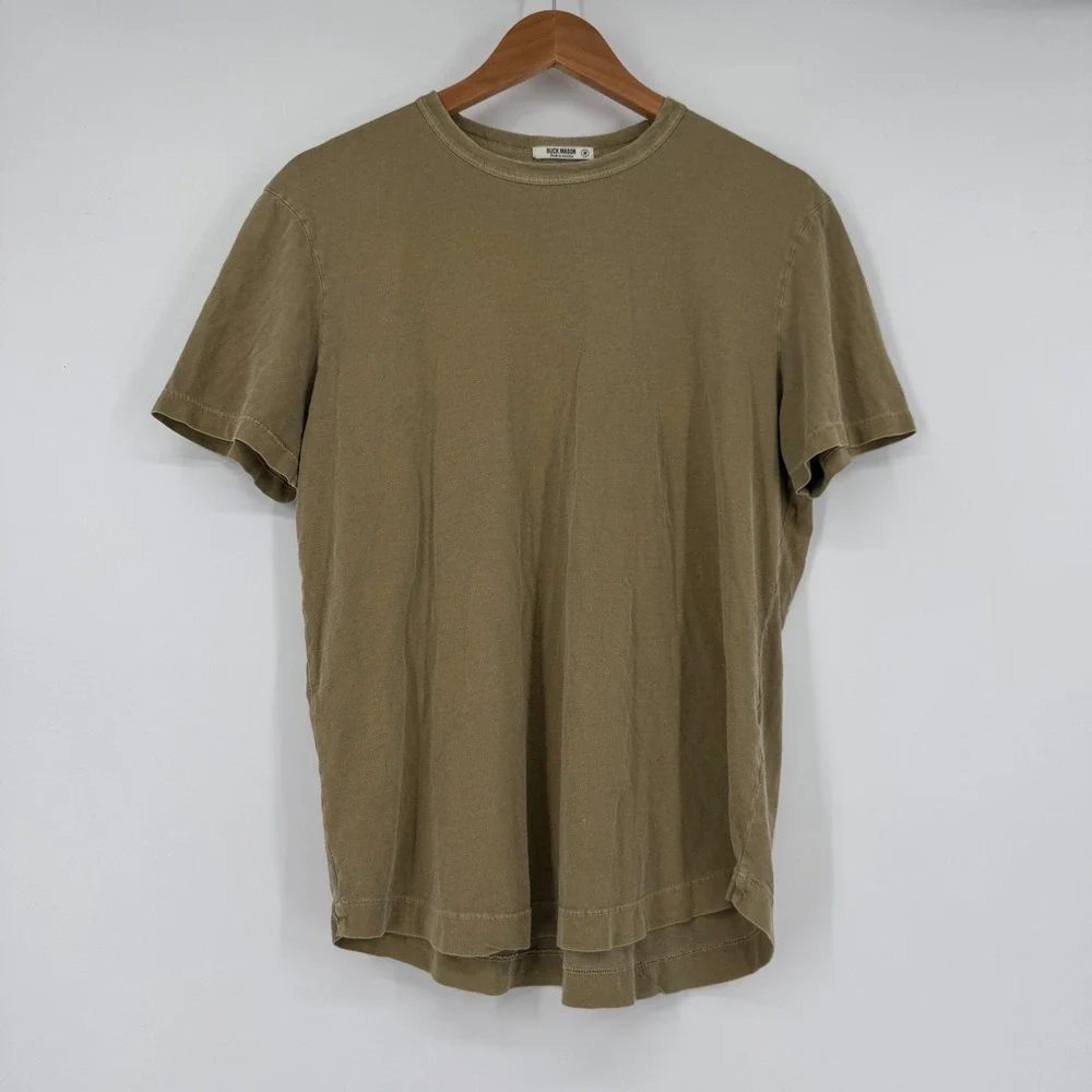Buck Mason Slub Curved Hem Tee Mens Medium Olive Brown T-Shirt READ